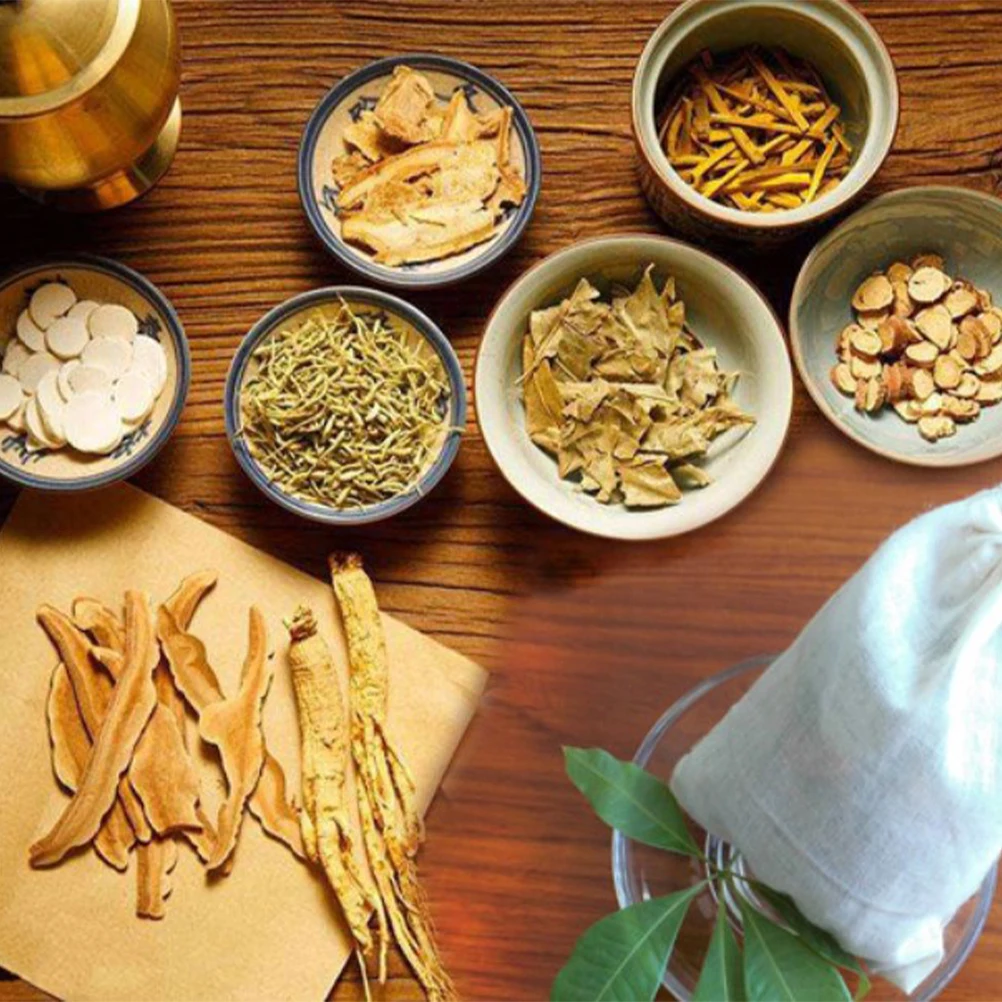 

20 шт., чайные пакетики из хлопчатобумажной ткани, фильтр на шнурке, 8x10 см, многоразовый пустой пакетик для листового чая, травяной порошок, кофе