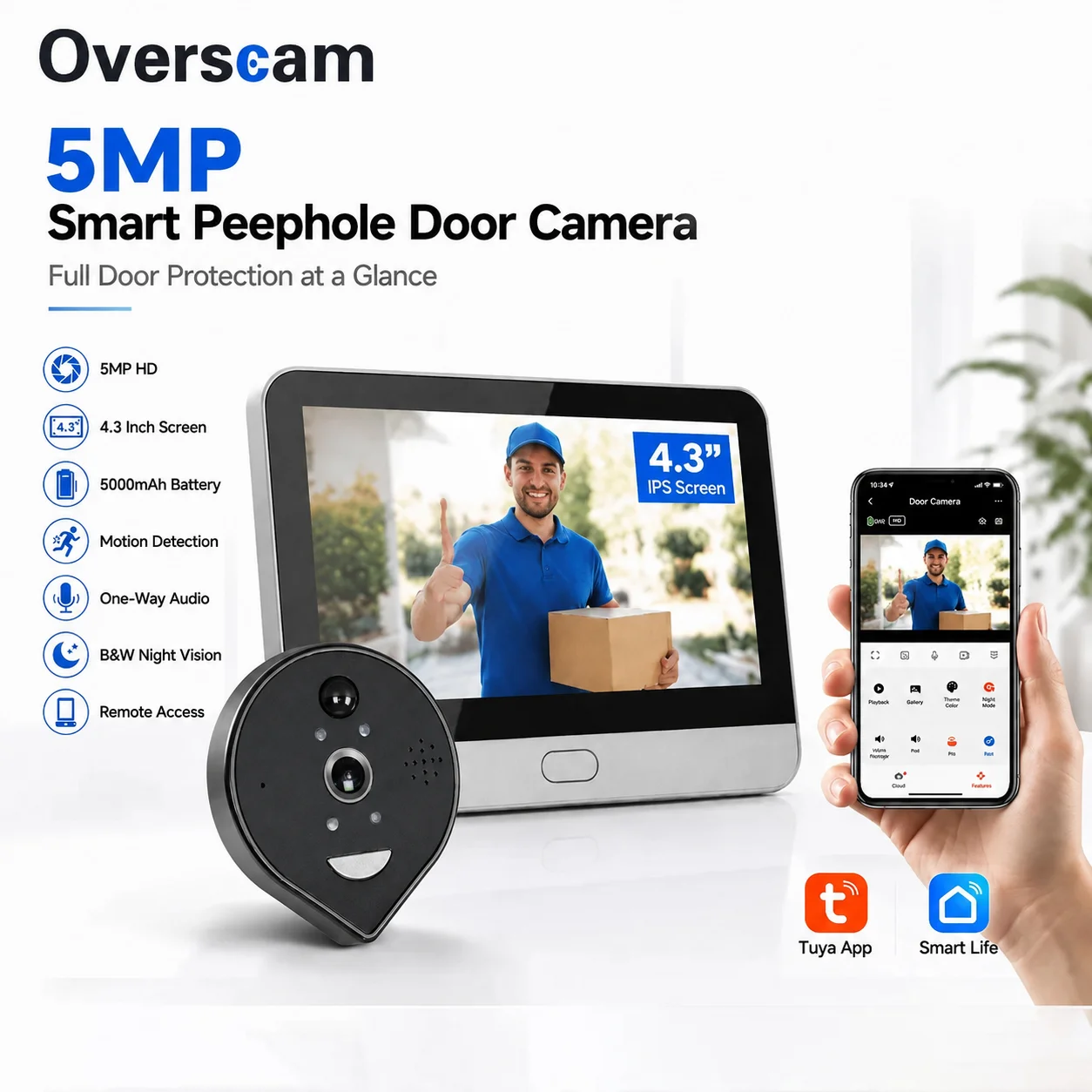Smart Home Cctv Camera - Tuya SmartLife Home 5MP WiFi Peephole