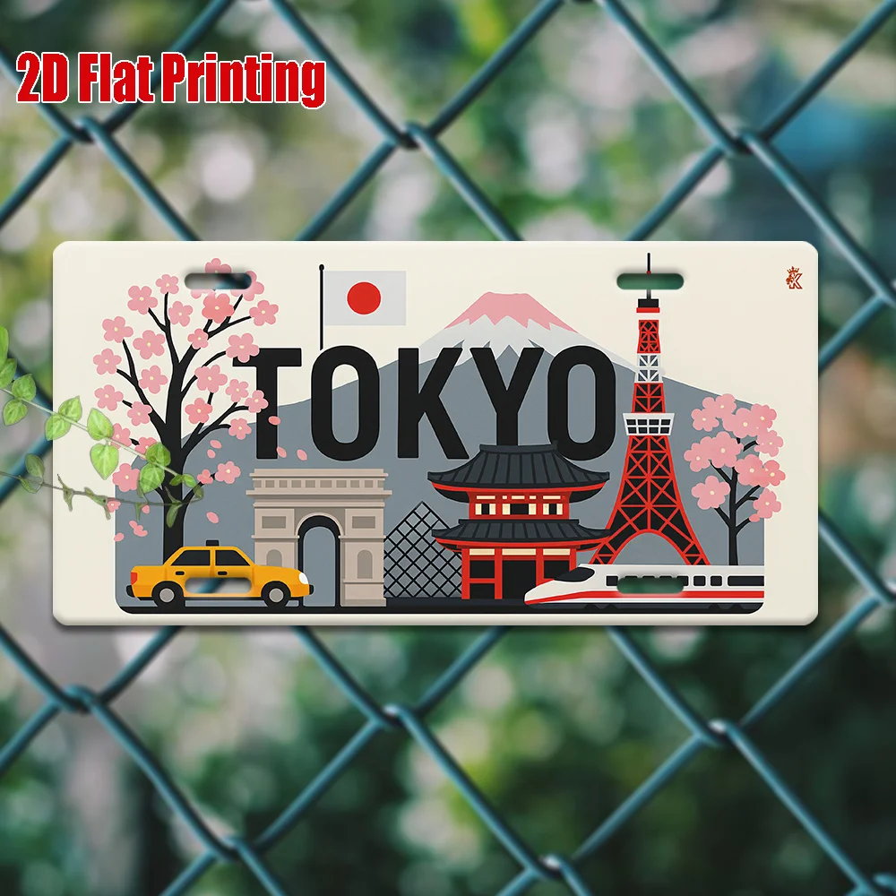 2D Flat, [], 2D Flat Prinaluminumg, 1pc, Vintage Metal Sign, for Decorationg Solely, Decorative Sign Number TOKYO Cherry Blossom