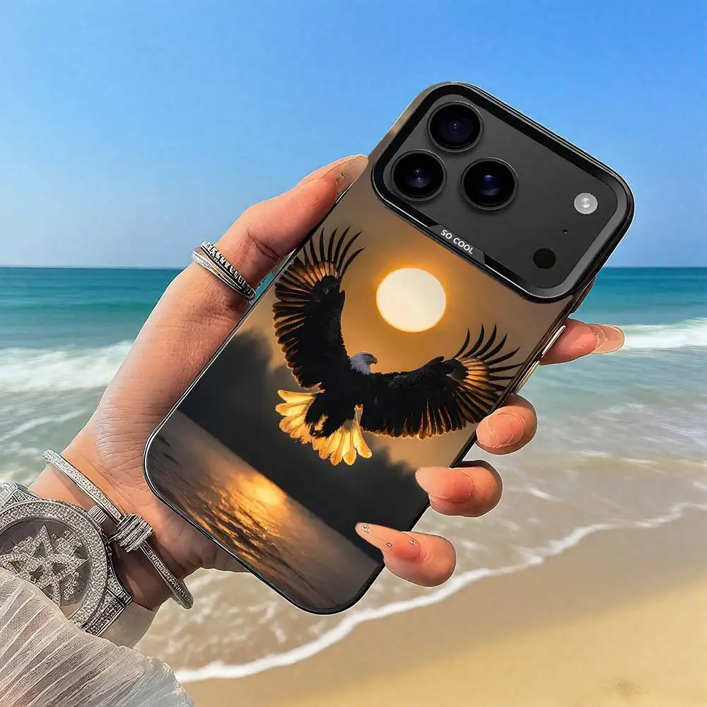 حافظة هاتف Eagle Hawk Falcon Bird حافظة سوداء لهاتف iPhone17,16,15,14,13,12,Pro,Max,Plus,E,SE4,Air,Mini