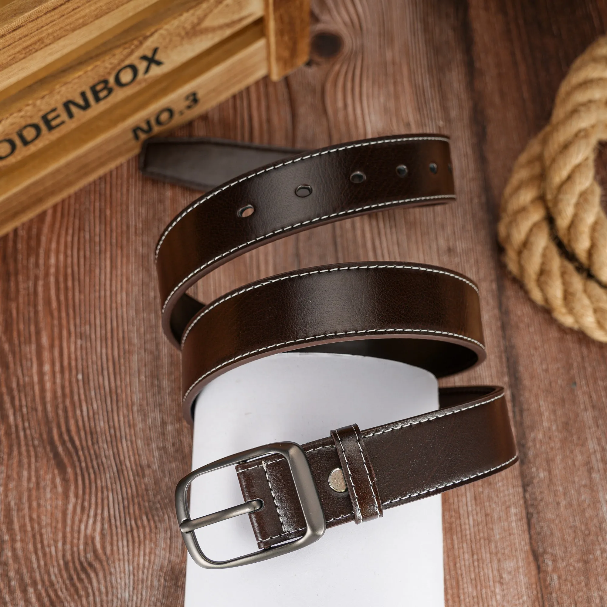 Pin buckle Day button casual simple PU belt