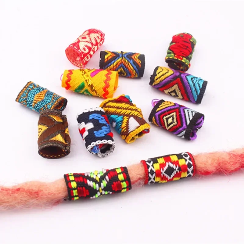 10 Pcs Mix Fabric Dread Dreadlock Beads Clips Cuff for Hair Braid Beads Tube Random Style Hair Accessories for Braids Hair Tools