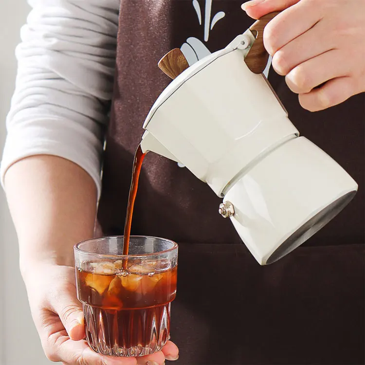 وعاء إسبرسو موكا من الألومنيوم الإيطالي المحمول للمنزل في الهواء الطلق صمامات مزدوجة وعاء موكا مع غطاء صانع القهوة #6