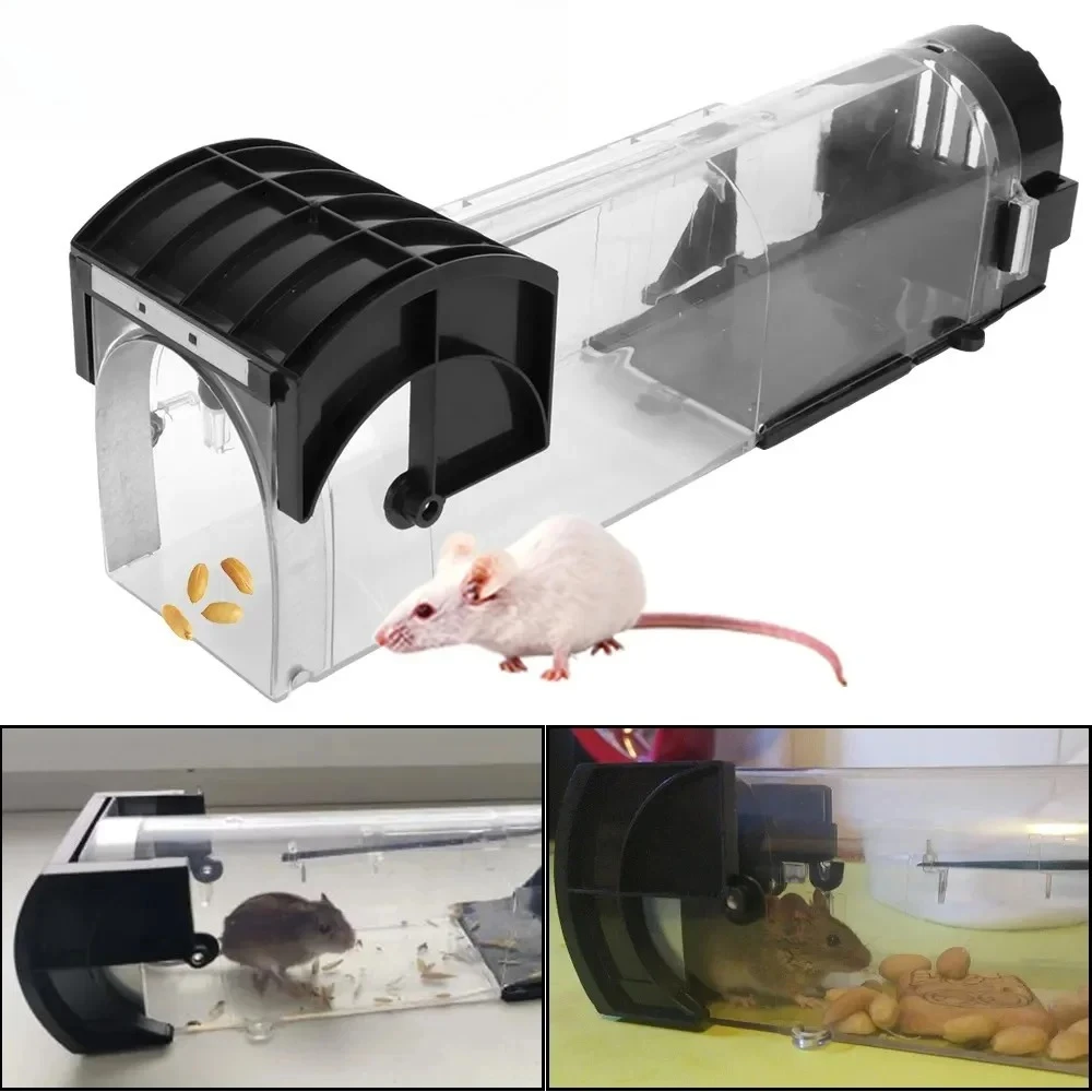 Humane Reusable Plastic Mousetrap Smart Self-Locking Safe Firm Mouse Catcher for Indoor Outdoor Garden Mouse Control