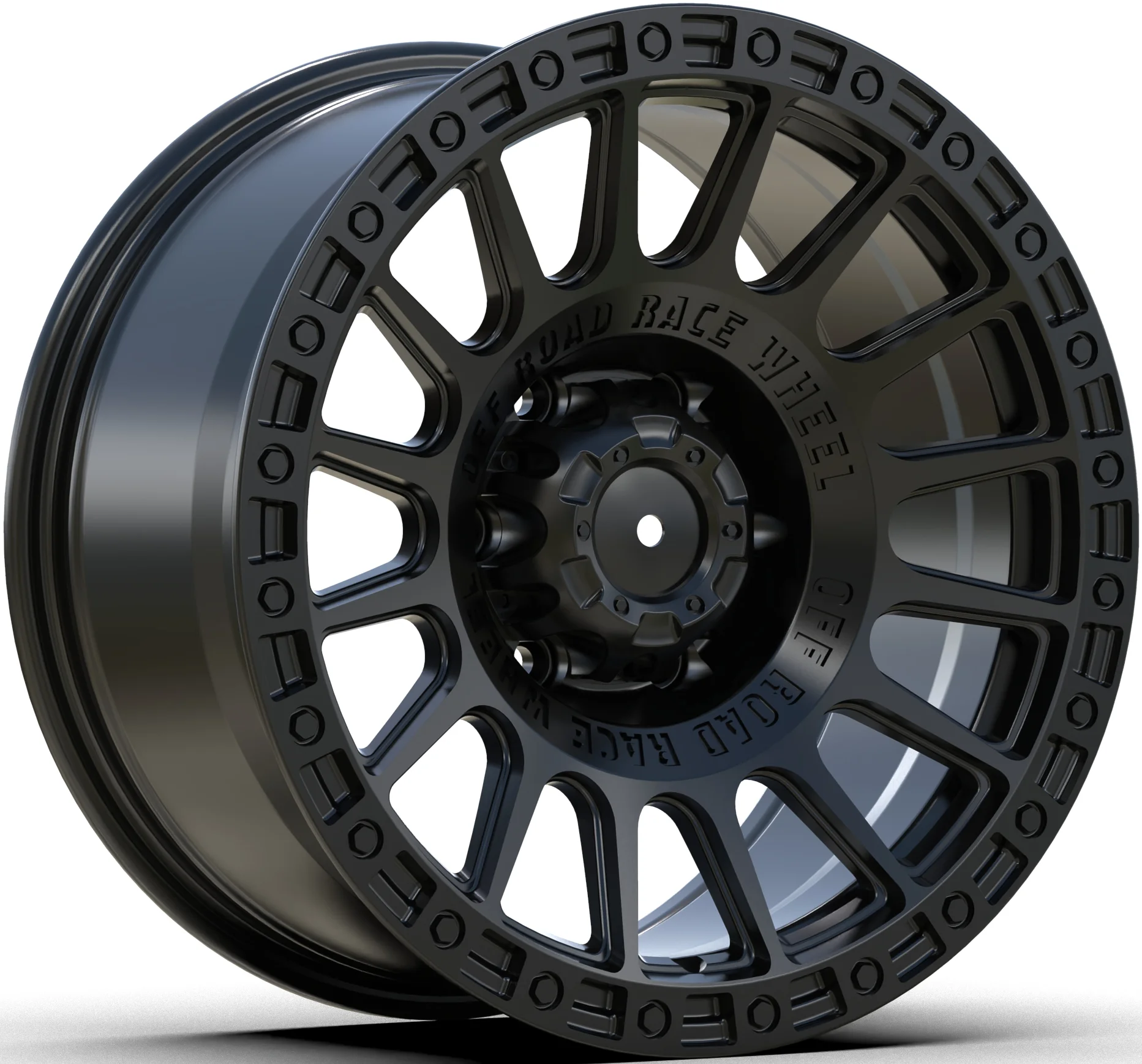 17x8.5J 6 Hole Off-Road Alloy Wheel Rims, PCD139.7 ET0, Black Machine Face Car Tyre Rims