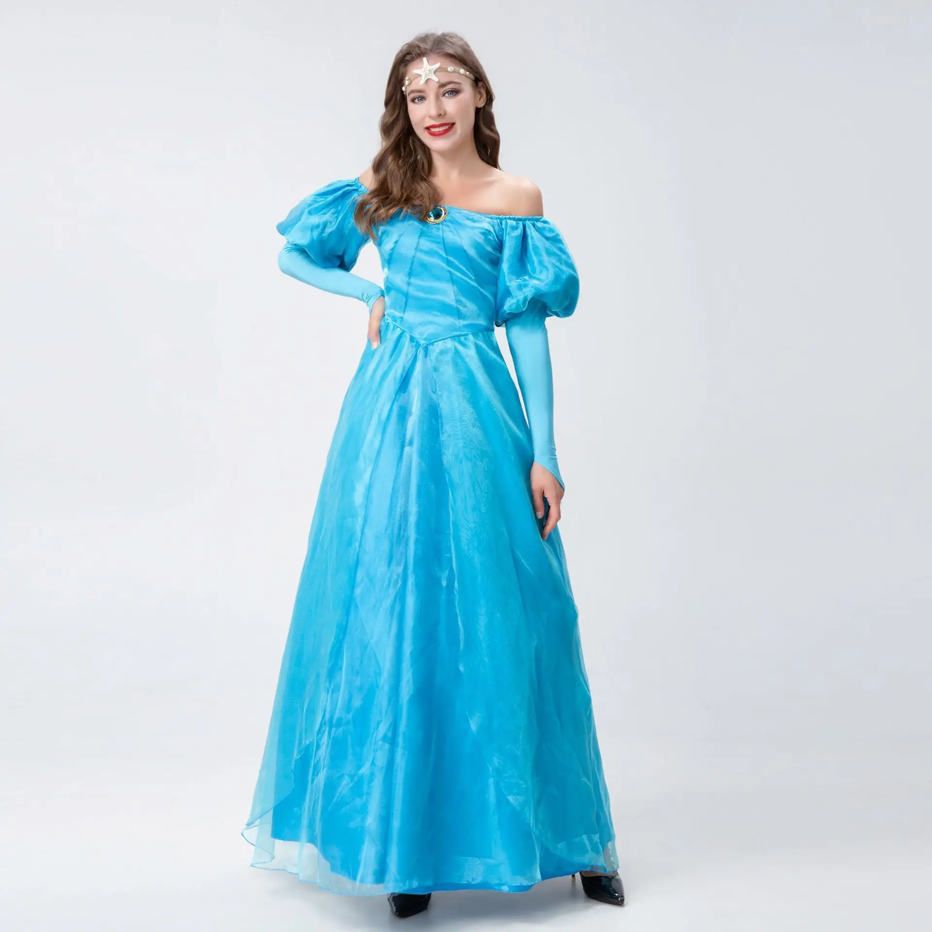 Cinderella Princess One Shoulder Stage Performance Costume Nightclub Role-playing Outfit Gray Fairy Tale Princess Dress