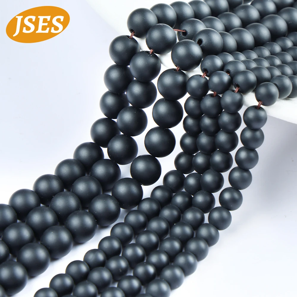 AA Natural Matte Black Agate 4-10mm Strand Beads for Jewelry Making Bracelets Necklace Wholesale DIY Beads Accessories