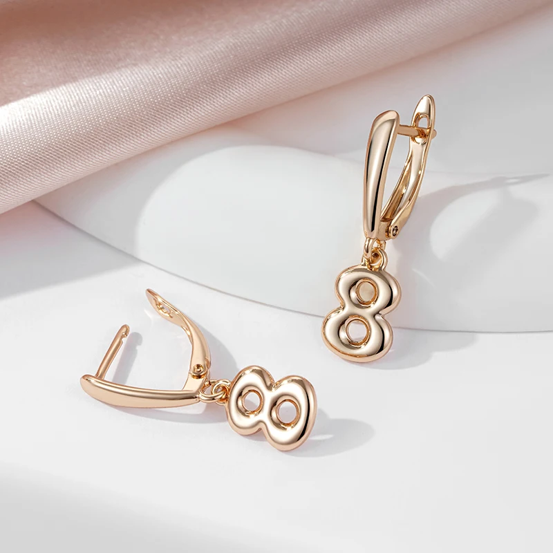 SYOUJYO 585 Rose Gold Color Gourd Dangle Earrings For Women Simple Design Boutique Jewelry Gifts Daily Wearing Earrings