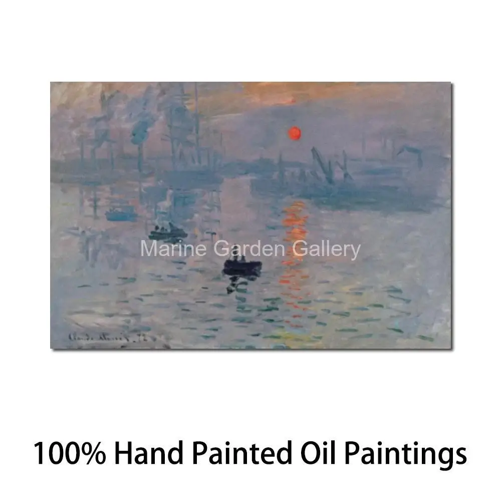 Beach Canvas Art Claude Monet Artwork Hand Painted Impression Sunrise Seascape Paintitng Romantic Living Room Decor Large Gift