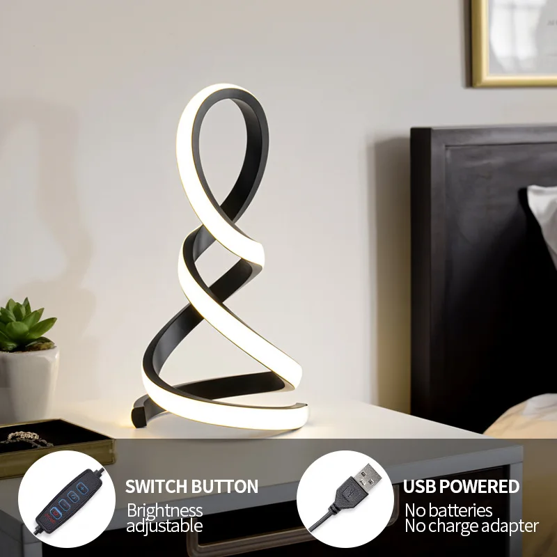 Creative Bedside Table Lamp Light Luxury and High-end Feeling Bedroom Atmosphere Lamp Study Reading Lamp USB Night Light