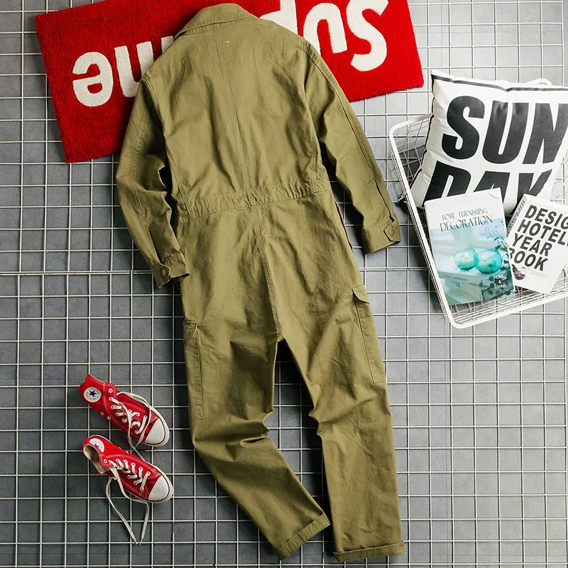 Loose Japanese Style Men's Overall Pants Straight Leg Workwear Washed Retro One-Piece Clothes Trendy Brand Integrated Clothes