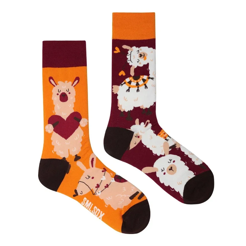 Man Women 1Pairs Socks Original AB Tide Socks Medium High Tube Colorful Sock Flowers Fruits Candy Cake Cotton Socks Unisex