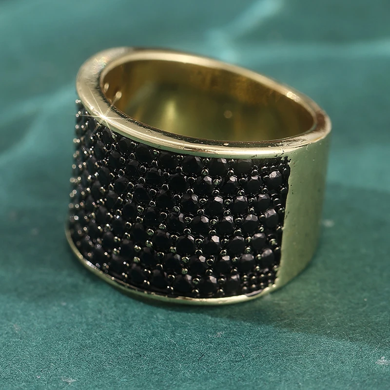 Vintage-Ring für Damen mit eingelegten schwarzen CZ-Steinen, Kreativität, goldfarben, Geometrie, Alltagskleidung, Party-Schmuck, Jahrestagsgeschenk – Detail 3