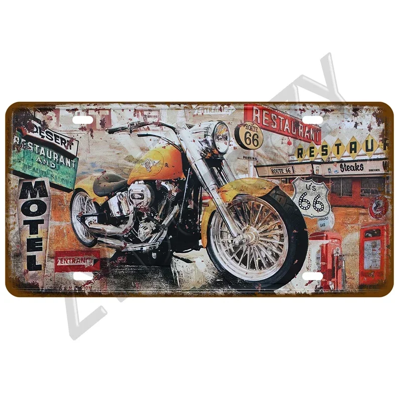 Vintage Car License Plate Bar Wall Art Garage Moto Home Decoration Front Vanity Tag Route 66 Vintage Poster Car 12x6 inch