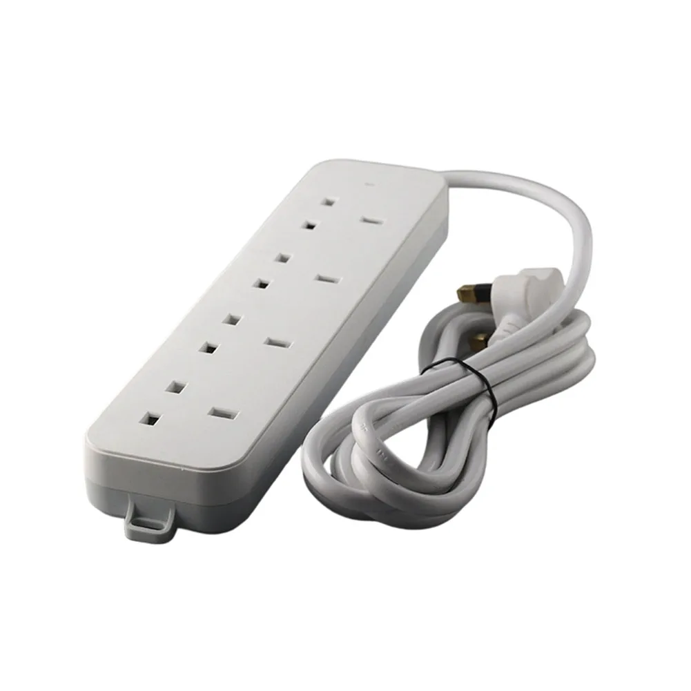UK Standard 3-Socket Power Strip Extender with Flame Retardant Housing Rotatable Positioning and 13A Fuse Protection