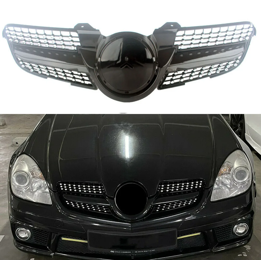 Front Racing Billet Bumper Grille Upper Cover For Mercedes-Benz R171 SLK-Class SLK200 SLK230 SLK280 SLK300 SLK320 350 2008-2010