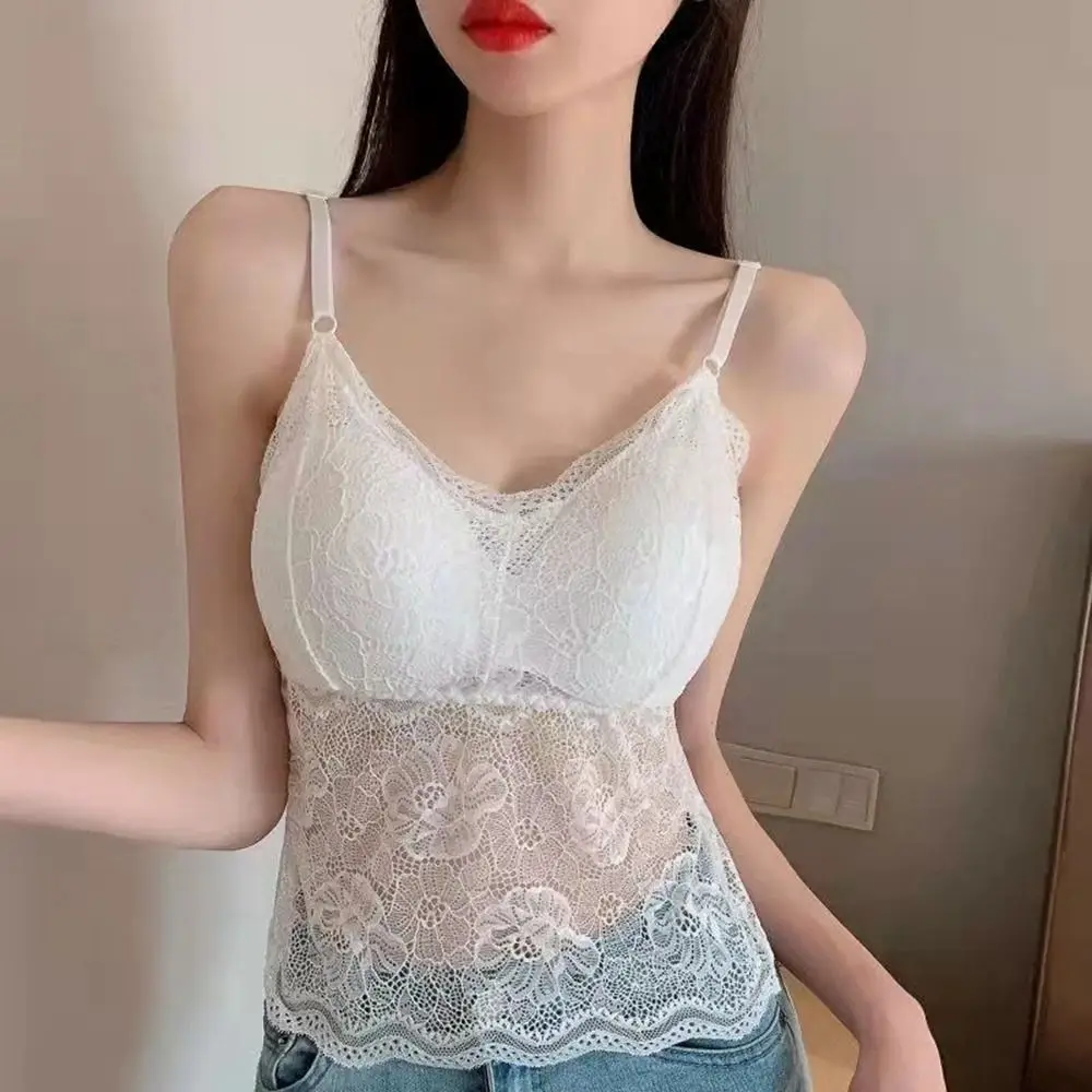 Lace Butterfly Lace Camisole New Breathable Hollow Out Strap Crop Top Thin Sexy Lingerie Bras Vest Women