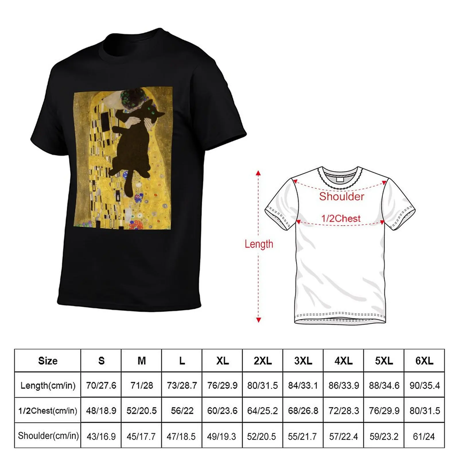 Gustav Klimt Cat , Klimt the Kiss Cat, Funny Cat mom gift, Black Cat Art T-Shirt Creative Graphic Tee Shirt