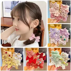 10Pcs/Set Fashion Cute Big Bow Hairbands For Kid Rubber Hair Accessories Flower Hair Rings Mesh Elastic Hairbands Girls