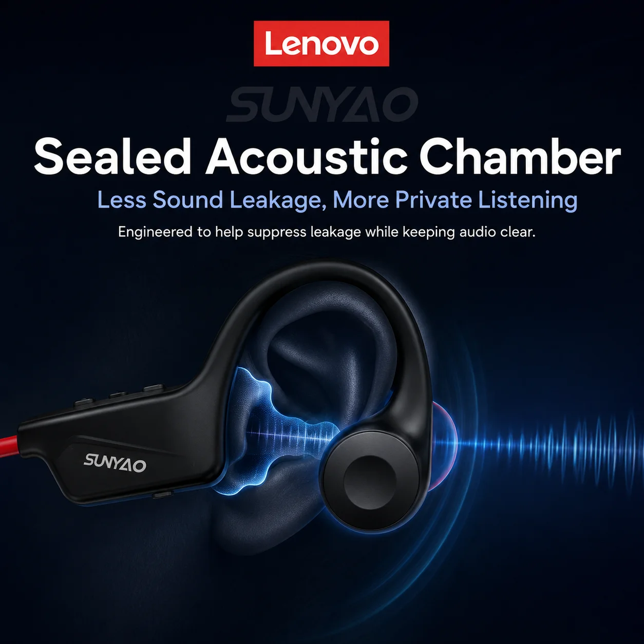 Choice Lenovo Bone Conduction Earphones S107 Bluetooth 6.0 Headphone Wireless Sport Ear-hook Headset Cycling Fitness Earbuds New view 5