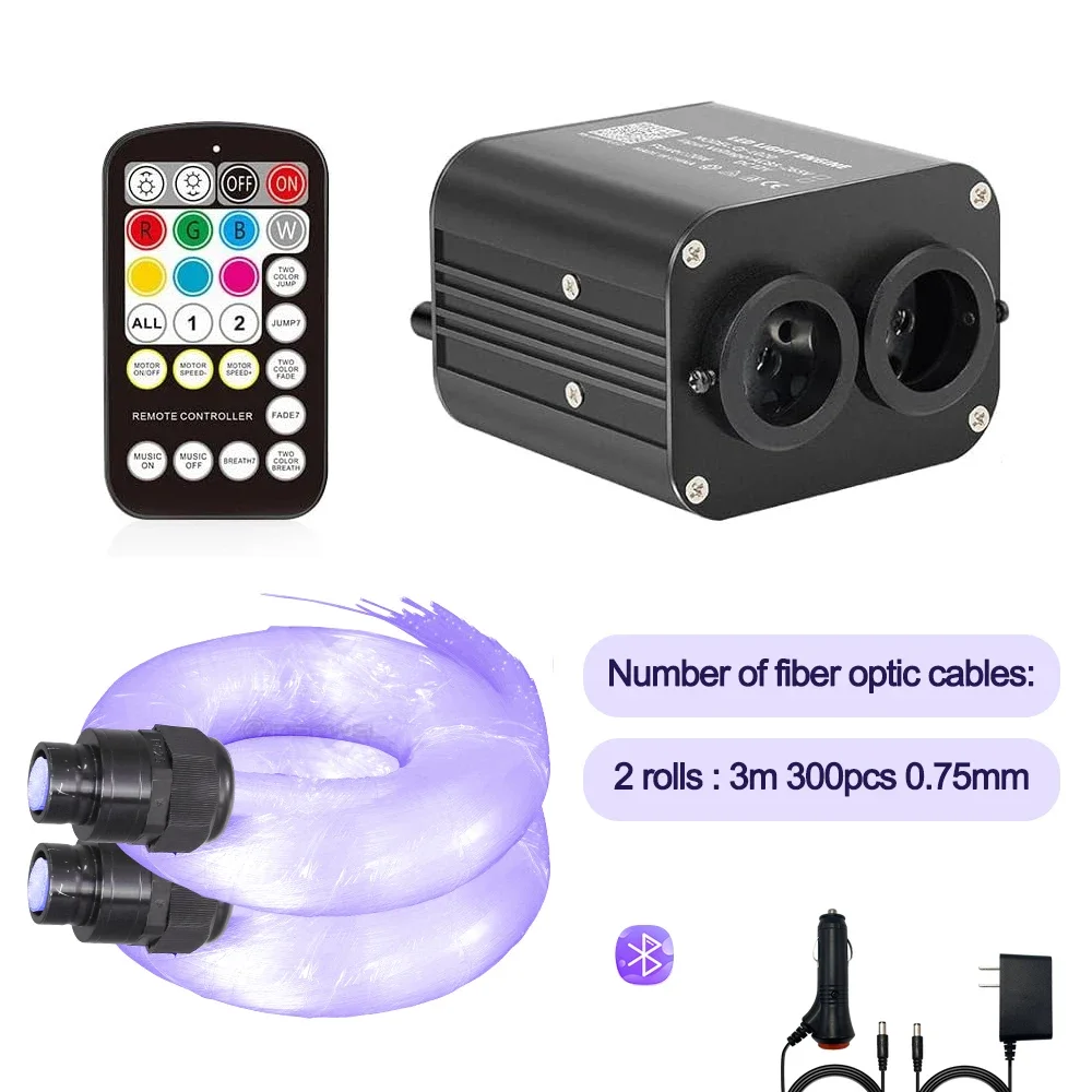 GIDERWEL Funkelndes LED-Glasfaserlicht, RGBW-Treiber, doppelte Farblichtquelle, DC12 V, 20 W, mit BluetoothP und Musikmodus für Auto-Sternenhimmel-Lampe 6