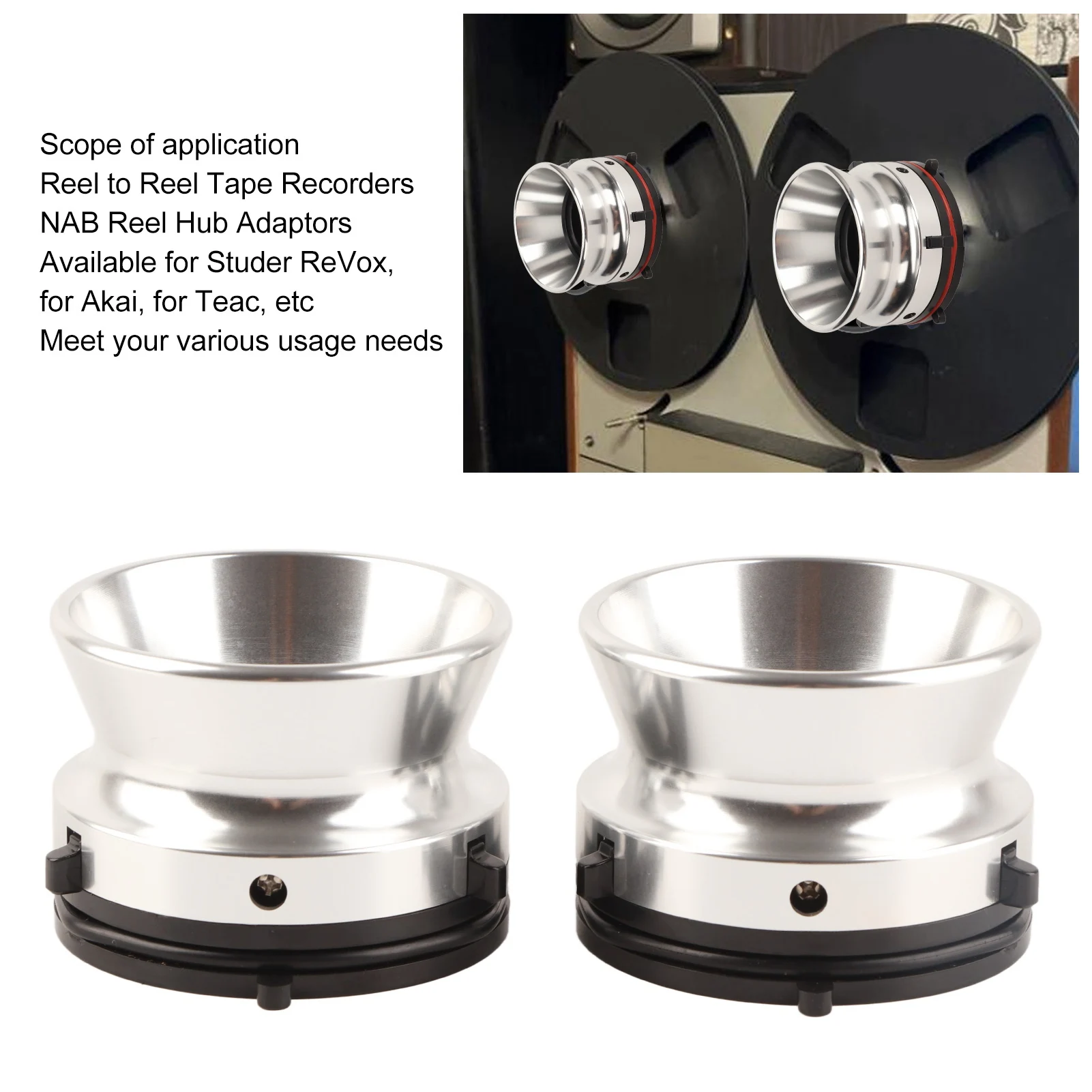 محولات المحور 1 زوج NAB Hub محولات المهنية المصقولة سبائك الألومنيوم 10 بوصة فتاحة ل Studer ReVox ل Akai ل Teac