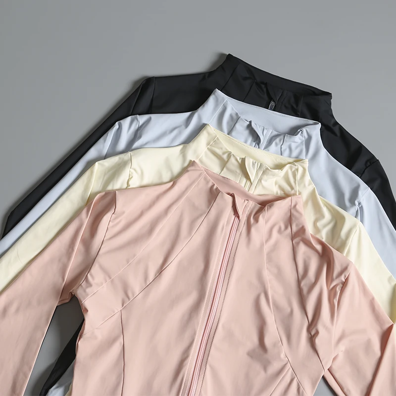 Women's Sport Jacket Thin Summer Sun Protection Yoga Fitness Slimming Outdoor Running Zipper Closure Quick Dry Breathable Nylon
