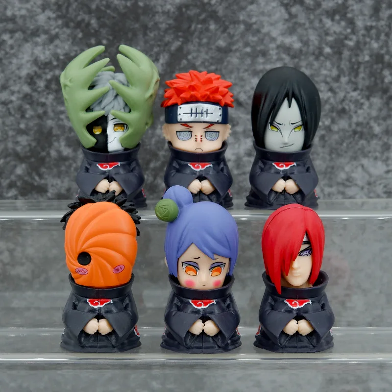 6Pcs/set Naruto Amine figure Shippuden  Action Figures Q Version Cute Akatsuki Itachi Pain Obito Model Doll Collection Toys Gift