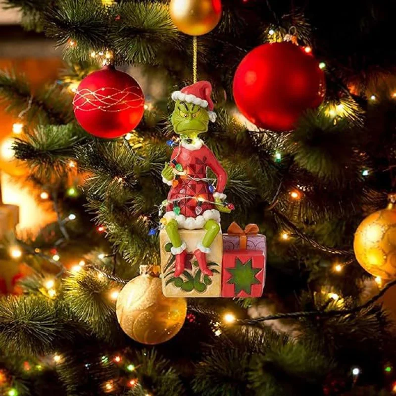Hiasan Natal Grinch yang Menyenangkan untuk Dekorasi Natal Lintas Negara, Ornamen Pohon Natal Akrilik