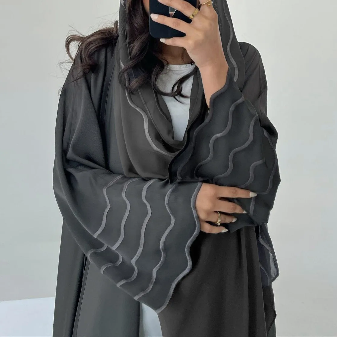 Autumn 2026 Arabian Dubai Turkish Abaya Exquisite Embroidery Embroidered Jacket with Headscarf Two Pieces