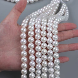 

High quality 10-11mm natural white freshwater pearls round beads strand jewelry for wholesale