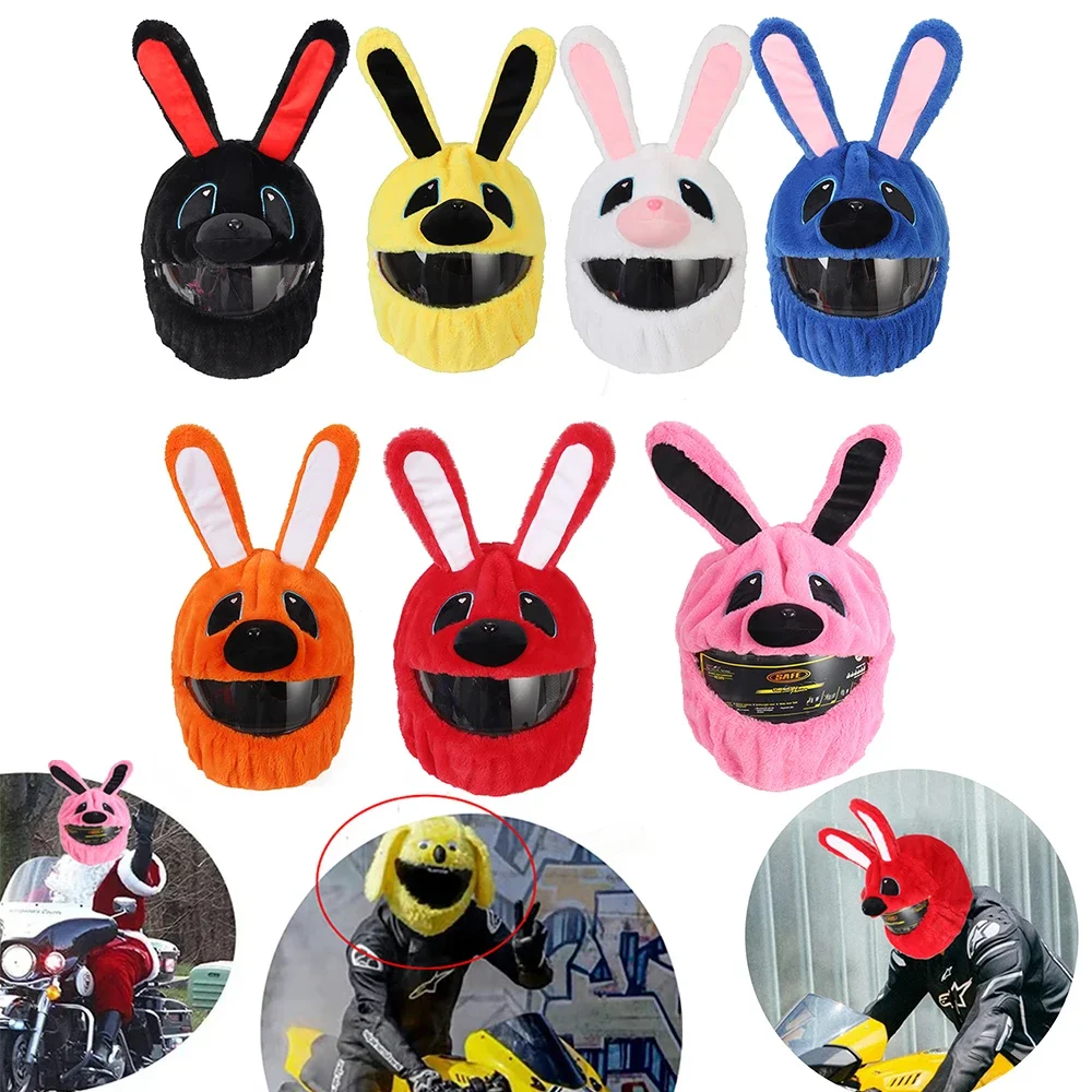 7 Colors Motorcycle Helmet Cover Cartoon Fluffy Plush Protection Headgear Covers For Full-face Cross-section Helmets Accessories