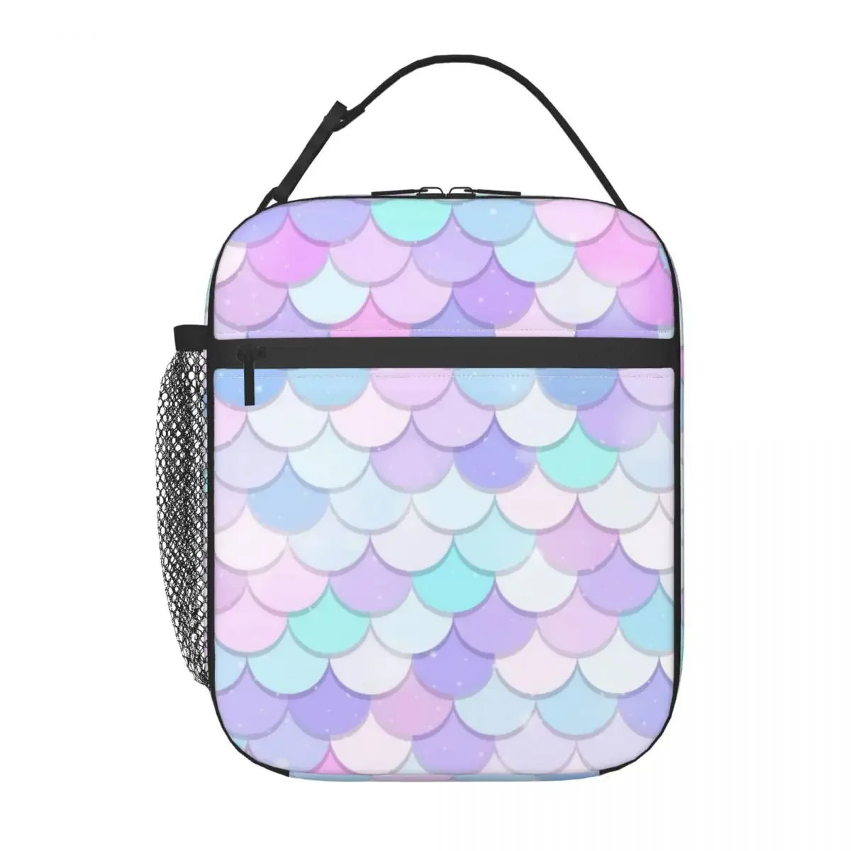 Fish Scales Seamless Mermaid Portable Lunch Boxes Women Multifunction Thermal Cooler Food Insulated Lunch Bag Office Work