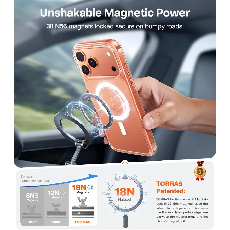 군용 등급 낙하 보호 기능과 더 강력한 자기 충격 방지 디자인을 갖춘 아이폰 17 프로용 MagSafe 호환 강화 카메라 보호 케이스