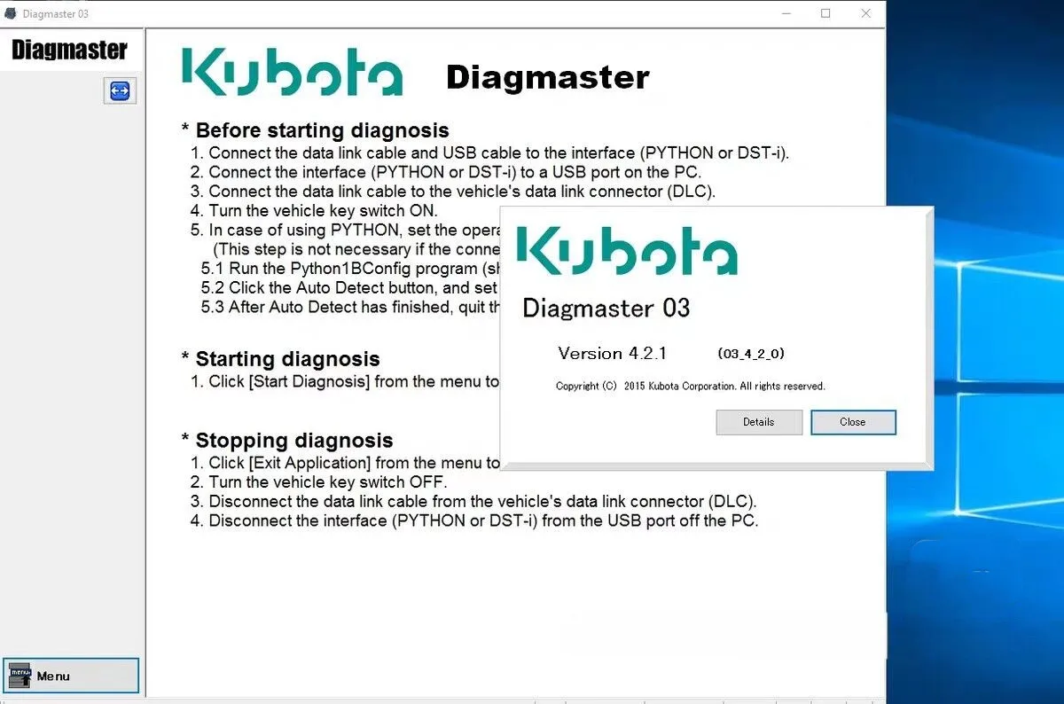 2021 diagmaster  kubota Diagnostic software