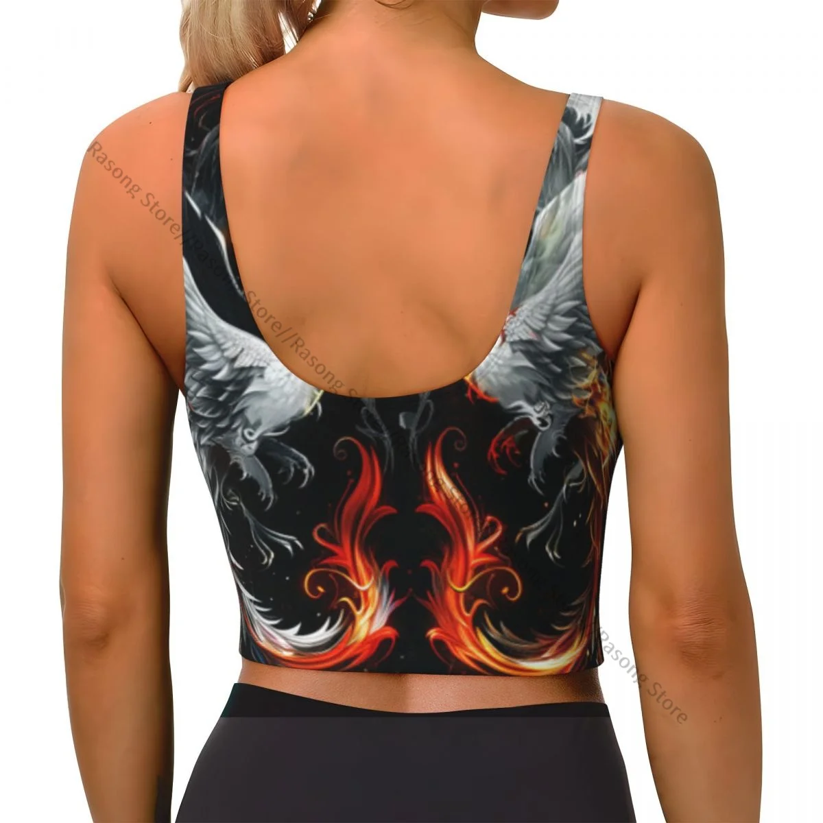 Sports Bra Women Running Yoga Clothes Vest Two Swans In Fire With Wings Gathering Fitness Vest