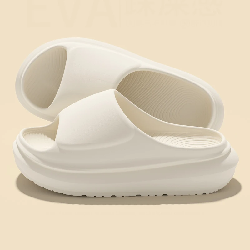 Chinelo Feminino de Cor Sólida com Sola Grossa 2026 Verão, Sola Macia Antiderrapante em EVA, Confortável, Plataforma Anabela, Calçado para Casal