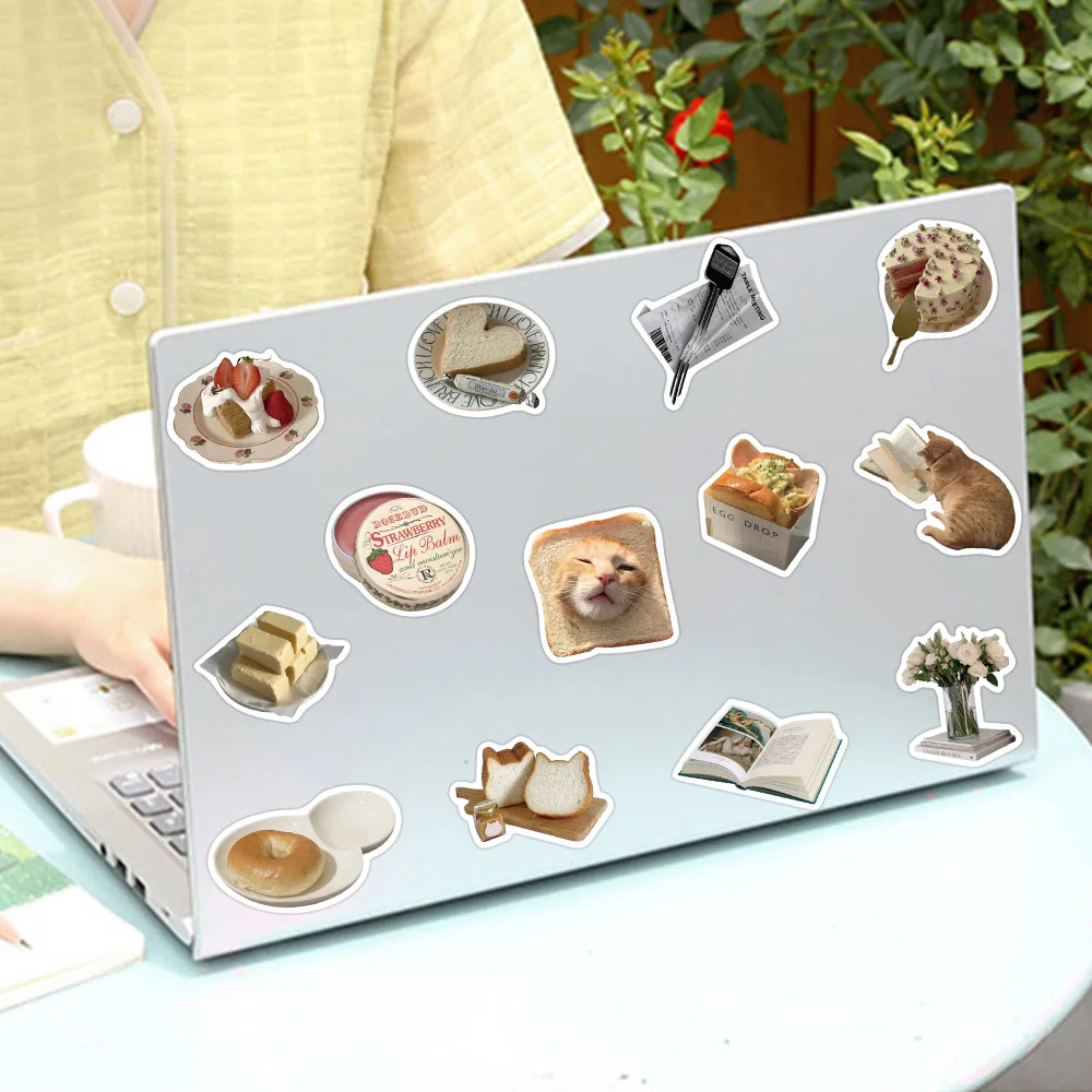 50PCS Ins Style Cute Food Stickers Korean Kawaii Cat Decal Toy Notebook Fridge Laptop Suitcase Phone Guitar Bike Car Sticker