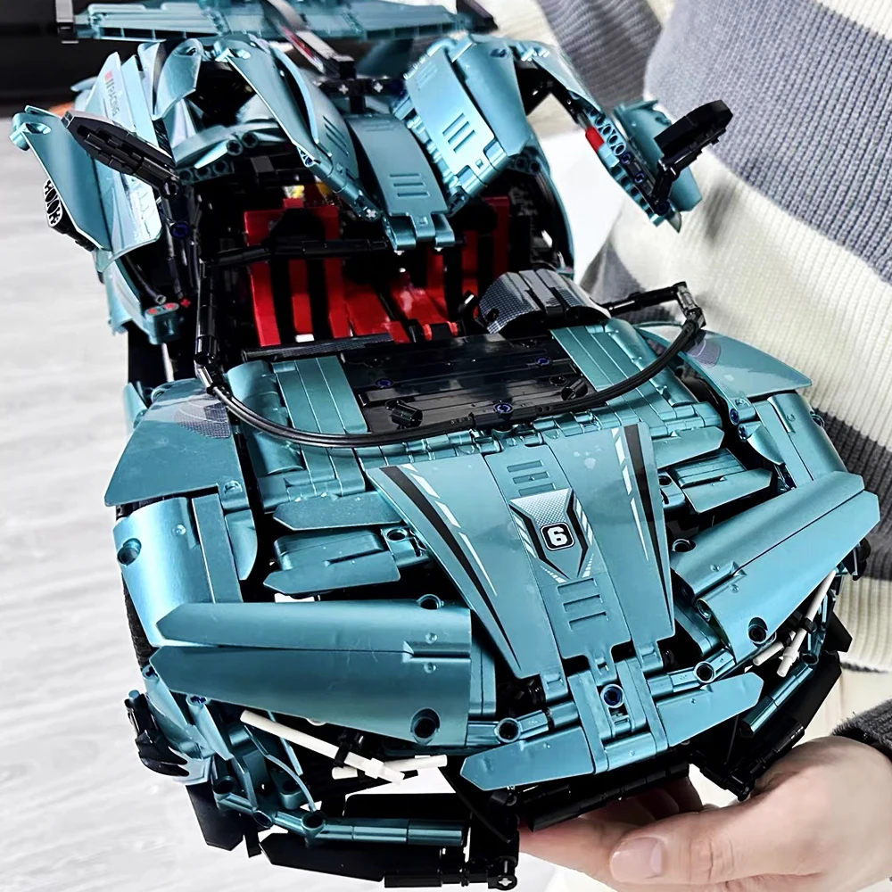 

MOC Высокотехнологичный спортивный автомобиль цвета шампанского синего цвета, строительные блоки, игрушка Technic, городской гоночный автомобиль, подарок для детей, подарок на день рождения