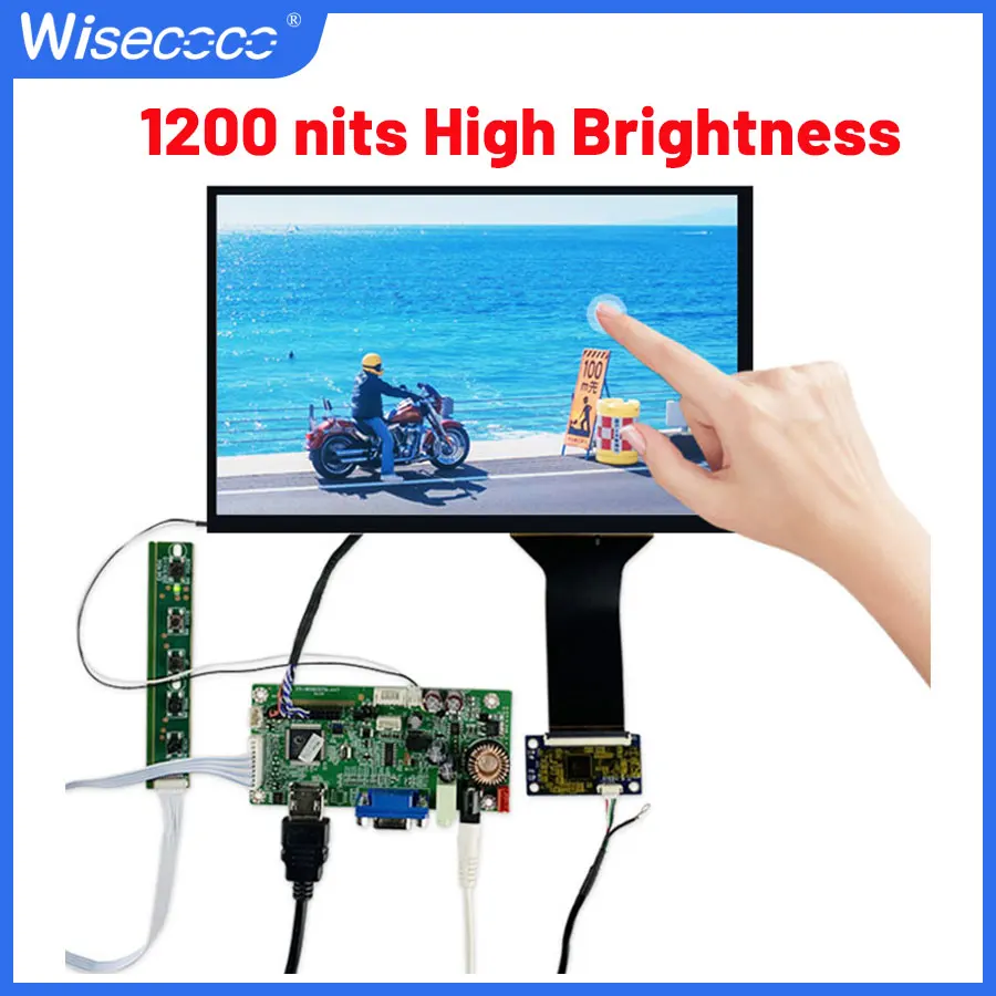 10.1 Inch High Brightness LCD IPS Display Capacitive Touch Screen 1280x800 1200nits Sunlight Readable Outdoor Wide Temperature