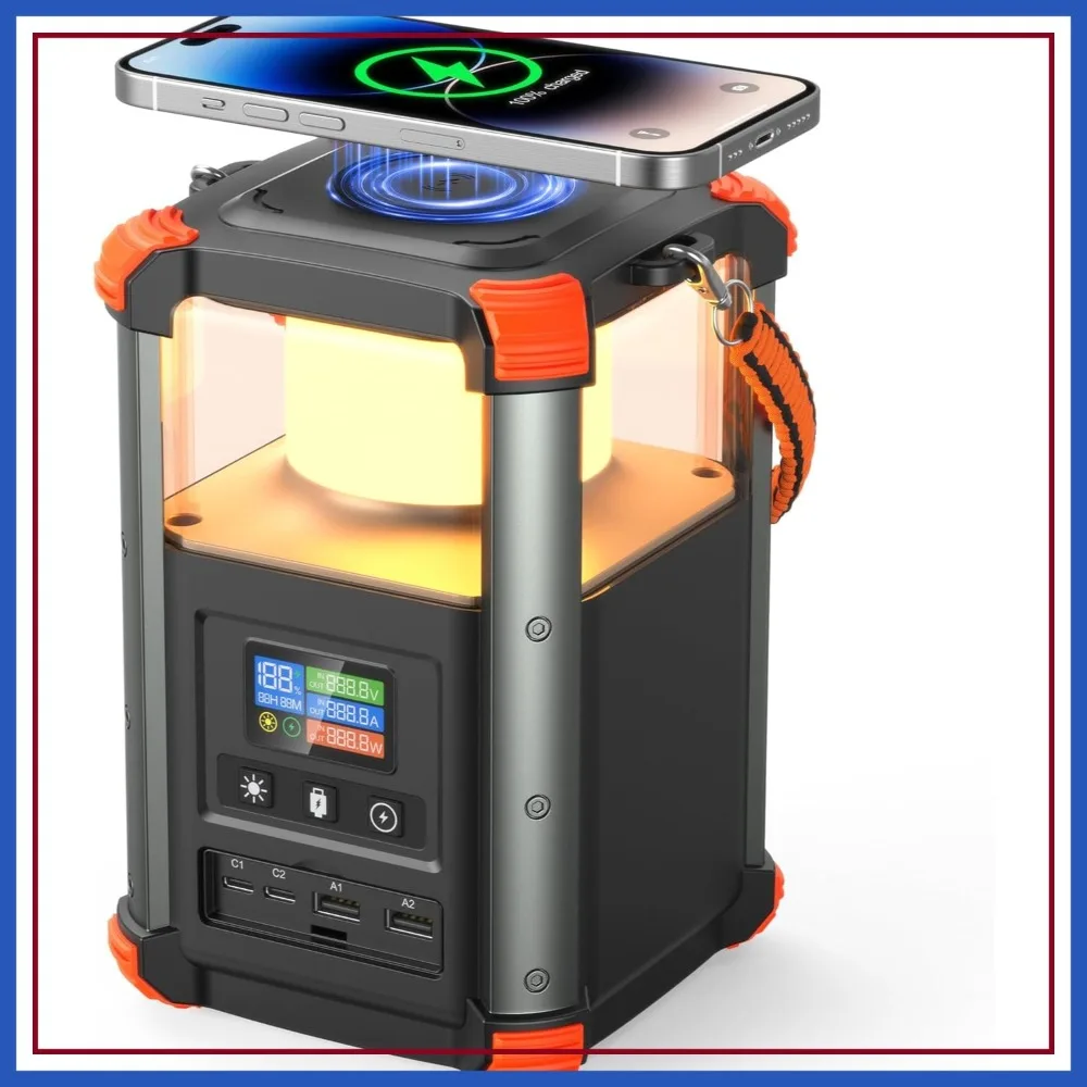

236.8Wh Portable Power Station, 64000mAh Outdoor Generator with 100W+65W USB C Fast Charging, 15W Wireless Power Bank & Camping Lantern for Camping and Home Emergencies