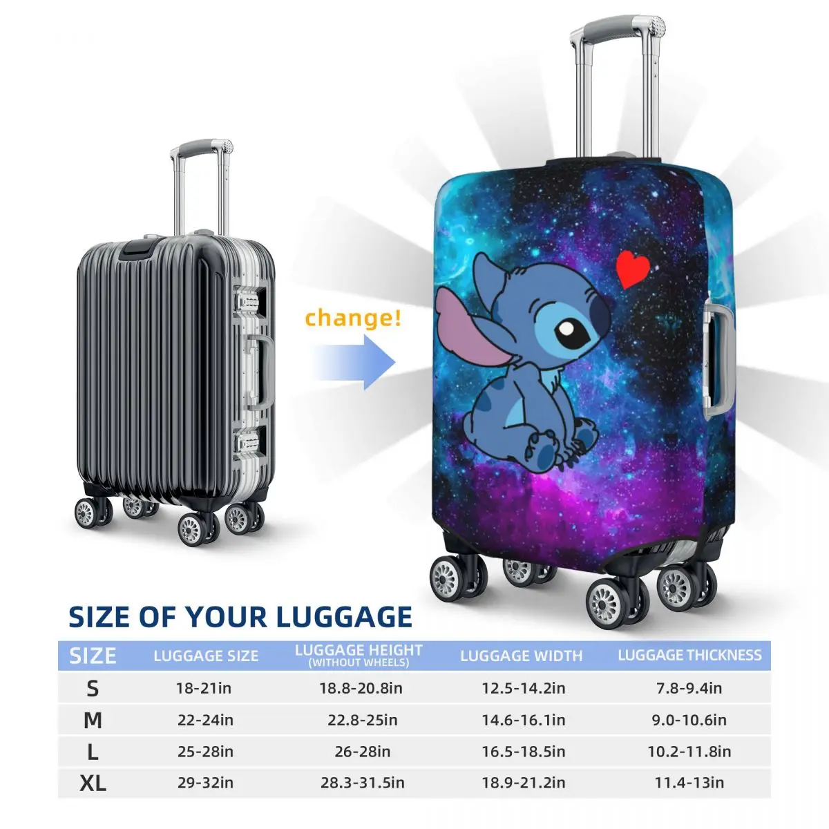 Custom Stitch Luggage Cover Protector Cute Travel Suitcase Protective Cover for 18-32 Inch