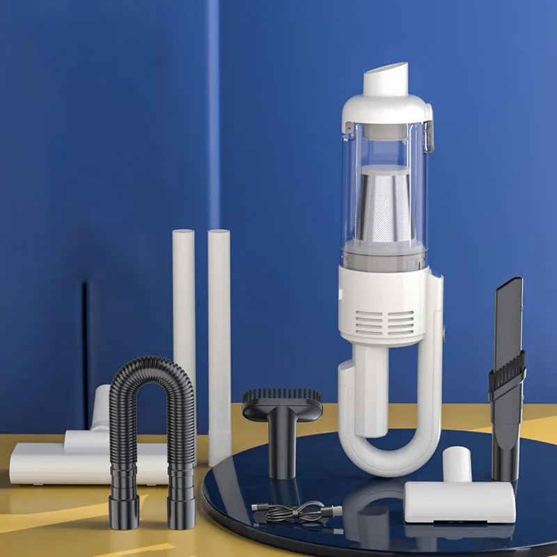 เครื่องดูดฝุ่นในรถยนต์แบบมือถือไร้สายเสียงนุ่มนวลและทรงพลัง120W เครื่องทำความสะอาดภายในรถยนต์ใช้ดูดซับการทำความสะอาด