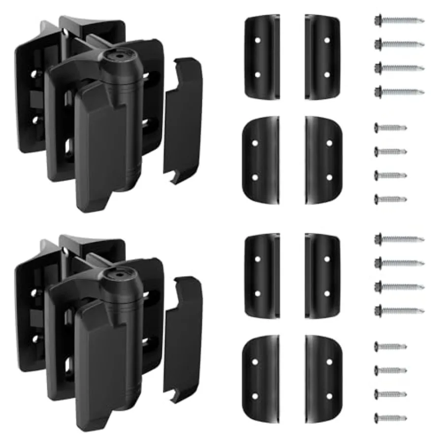 

Heavy Duty Self Closing Nylon Gate Hinges with Adaptor, Tension Adjustable Pool Gate Hinges for Chain Link, Durable Nylon Fence