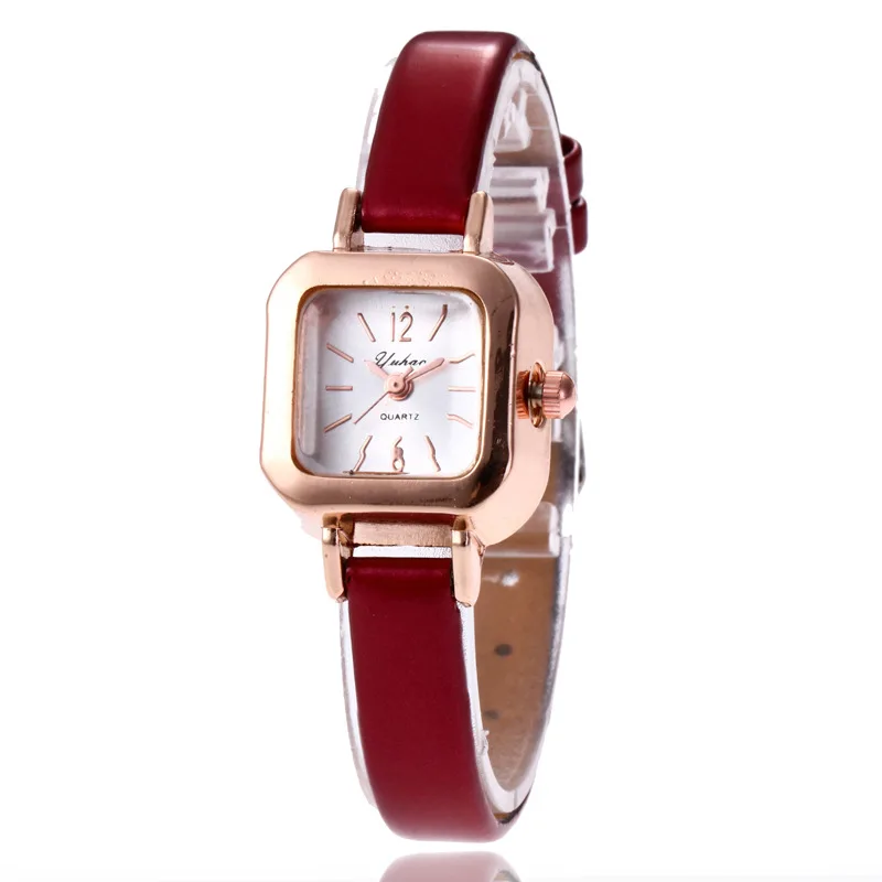 Reloj clásico sencillo con esfera cuadrada pequeña para mujer, relojes de pulsera de cuarzo elegantes Retro para mujer, reloj informal con correa de cuero para mujer