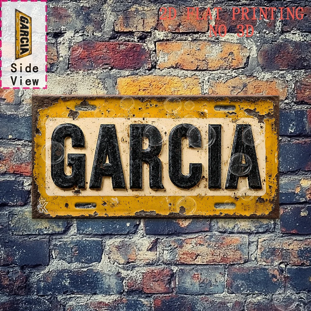 2D Flat, 2D Flat Printing,, Outdoor Plaques and Wall Art, 1pc, Retro Surname 