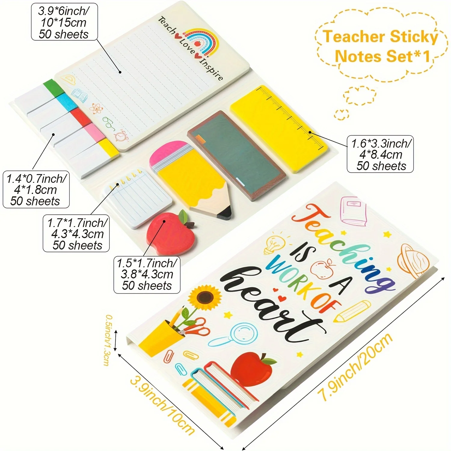 1 Pc Teacher Sticky Notes Set - Teaching Supplies Shaped Sticky Note Pads Teacher to Do List Notepad Writing Memo Pads for Teach image 2
