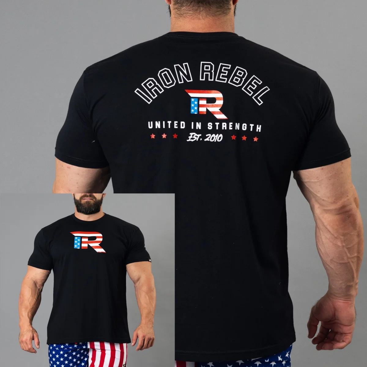 New GYM American Rebel Tee (Black)  _ Perfect for Bodybuilders & Powerlifters