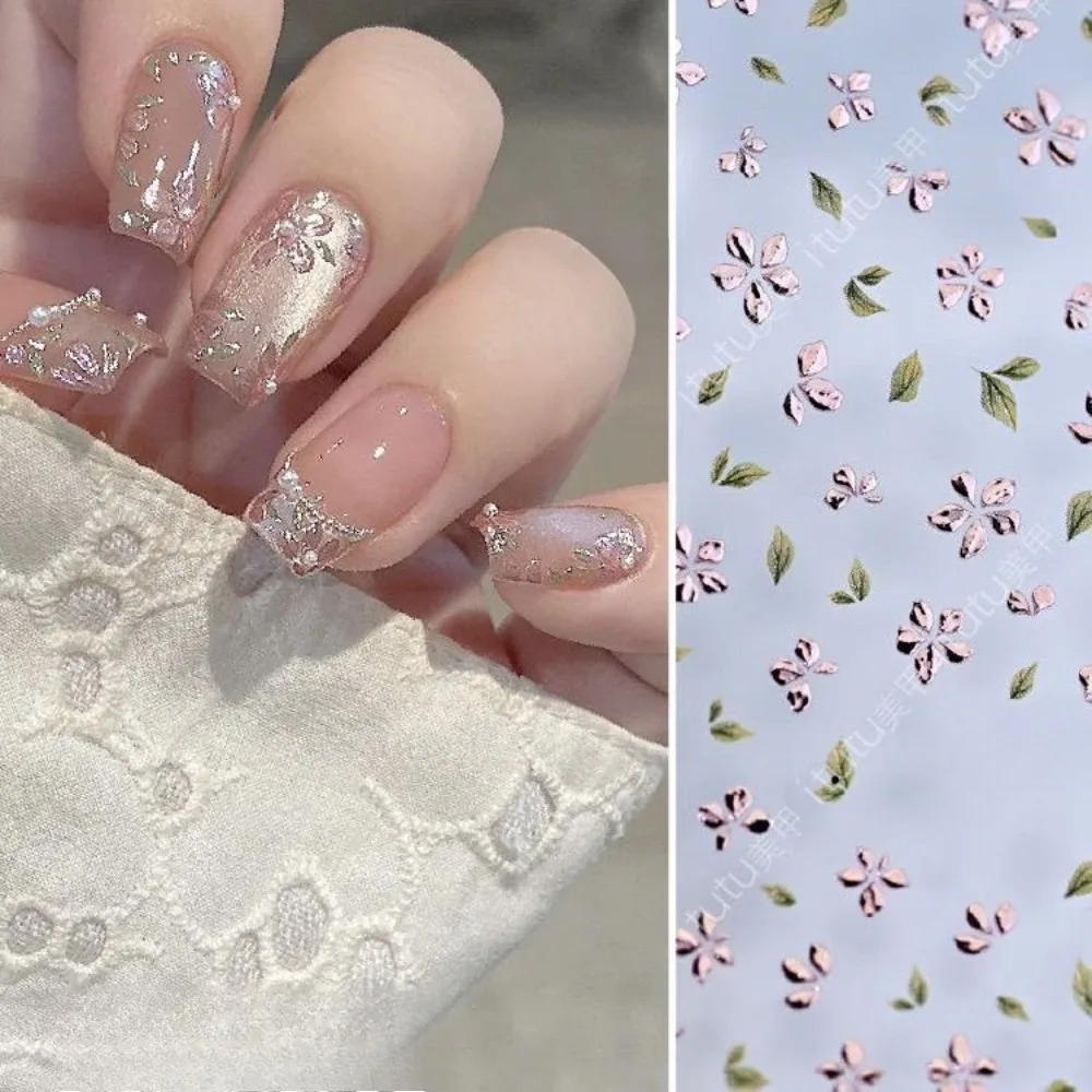 New Bronzing Flower Nail Art Rose Gold Relief Small Floral Nail Decoration Nail Art Charms Nails Art Accessories