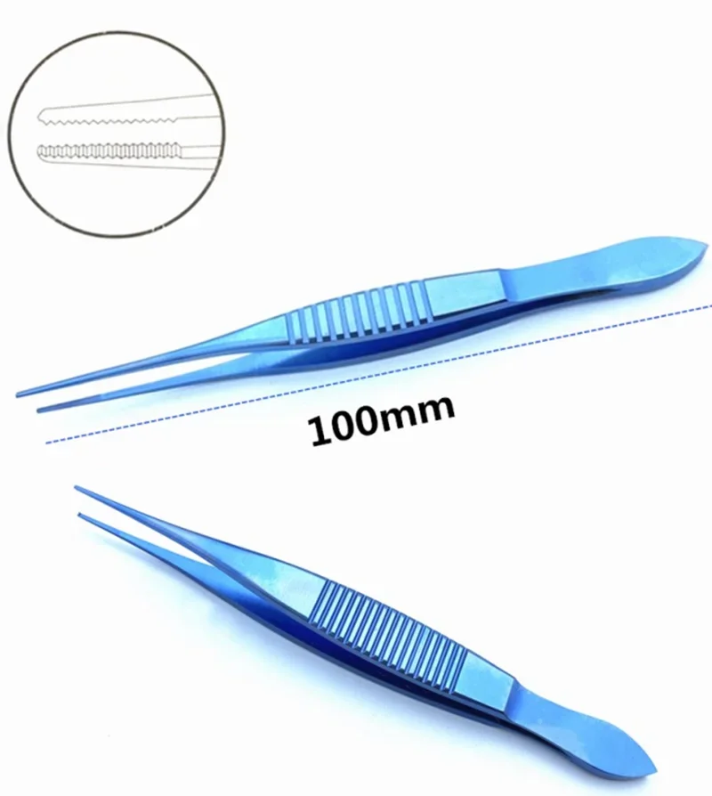 Pinces de chirurgie ophtalmique Bishop-Harmon en titane, à pointes dentelées de 0,5 mm, pour double paupière délicate